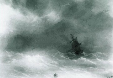 風景 Painting - イワン・アイヴァゾフスキー 強風 海の風景